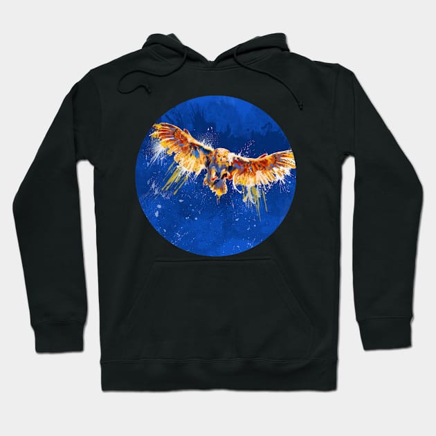 Night Owl Blue Design Hoodie by Flo Art Studio